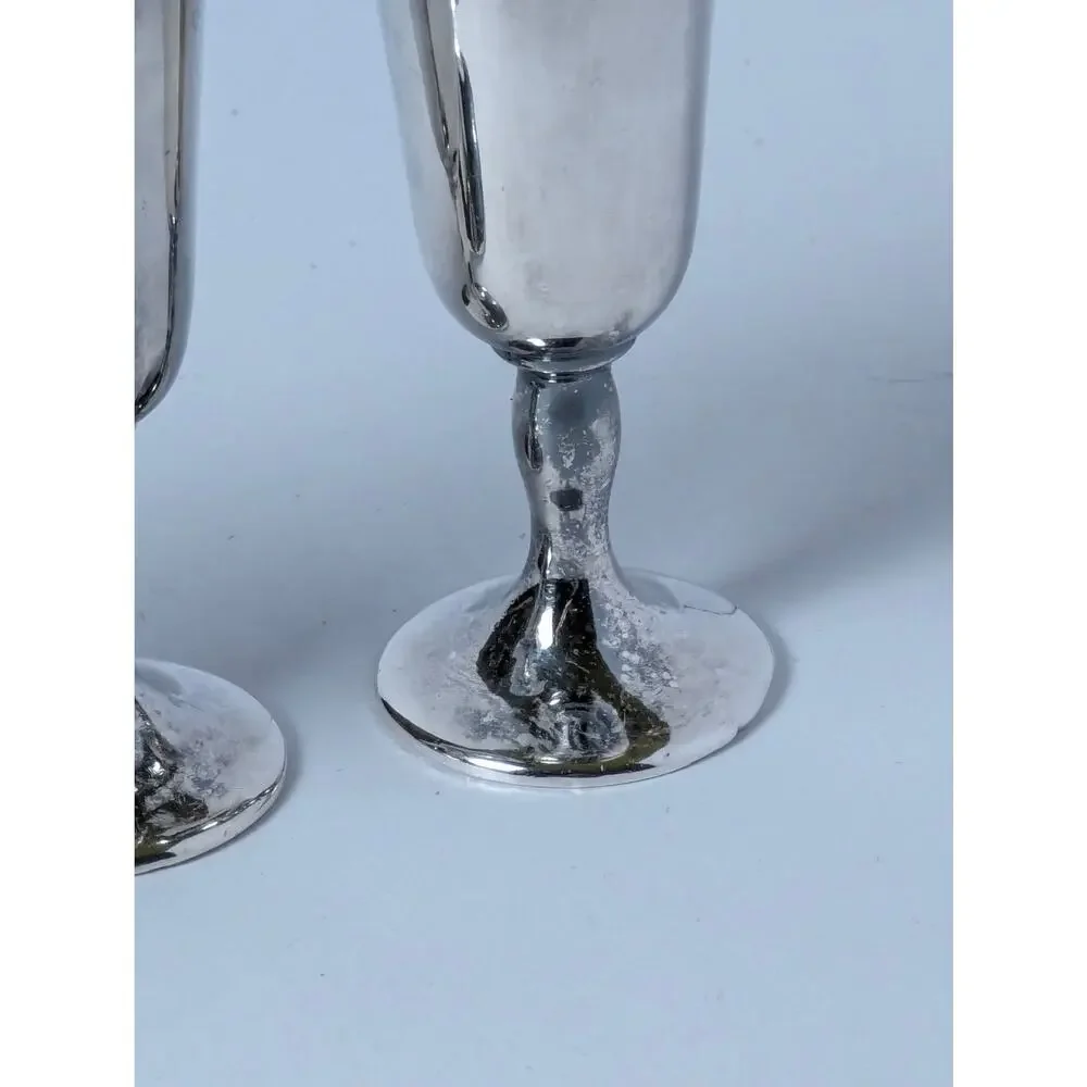Vintage Silverplate Cordial Goblets Set of 4 Mid-Century Barware
